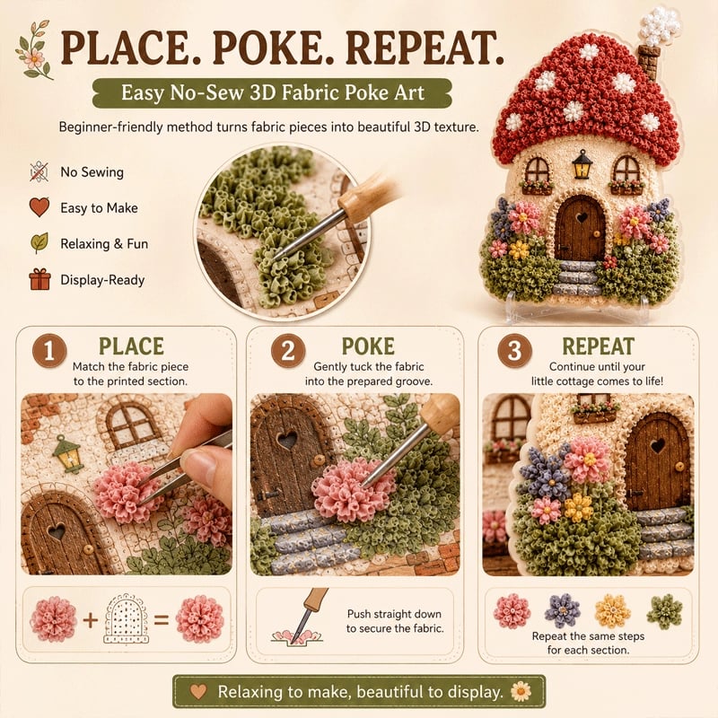Final Day: Save 49% on the Whimsical Village 3D Fabric Poke Art Kit 🎄