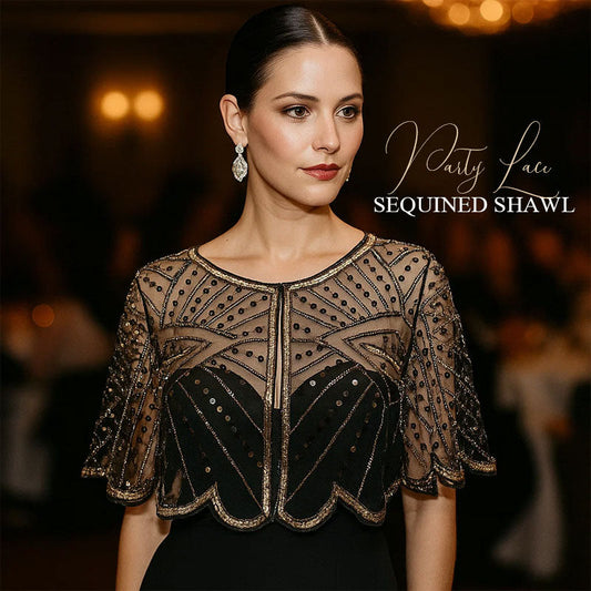 🎀 Elegant Sequin Lace Shawl – A Stunning Party Accessory for a Night of Glamour 🌟