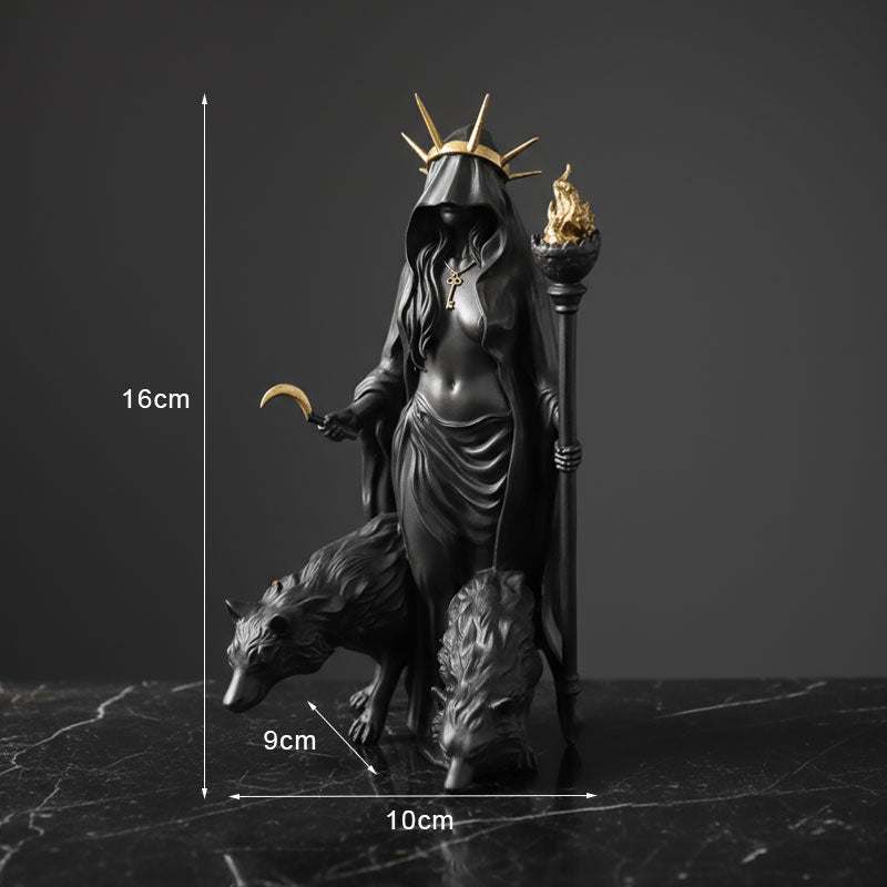 🌙🖤Hecate Niktipolos Resin Statue – Gothic Goddess Figurine for Altar, Bookshelf & Mythology Decor