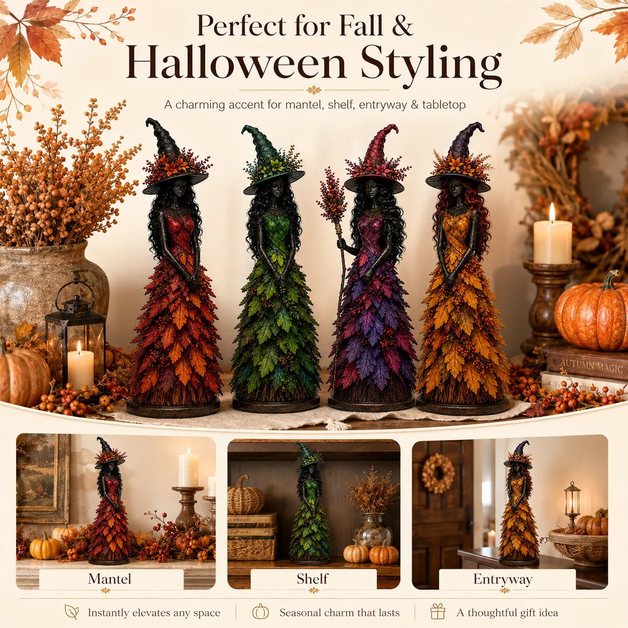 🧙 Enchanted Autumn Witch Figurine