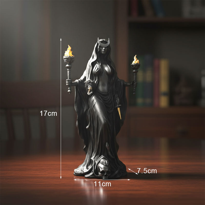 🌙🖤Hecate Niktipolos Resin Statue – Gothic Goddess Figurine for Altar, Bookshelf & Mythology Decor