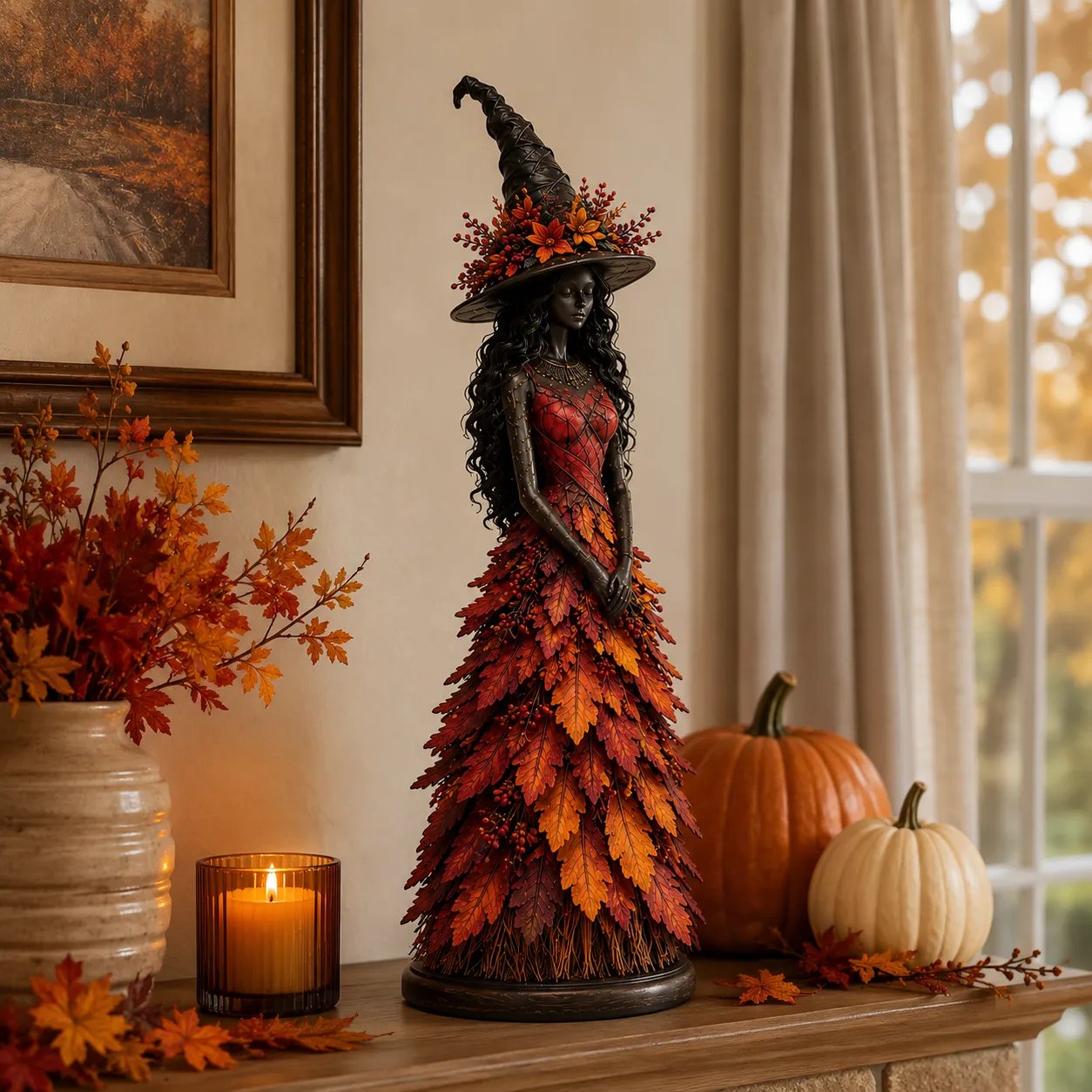 🧙 Enchanted Autumn Witch Figurine