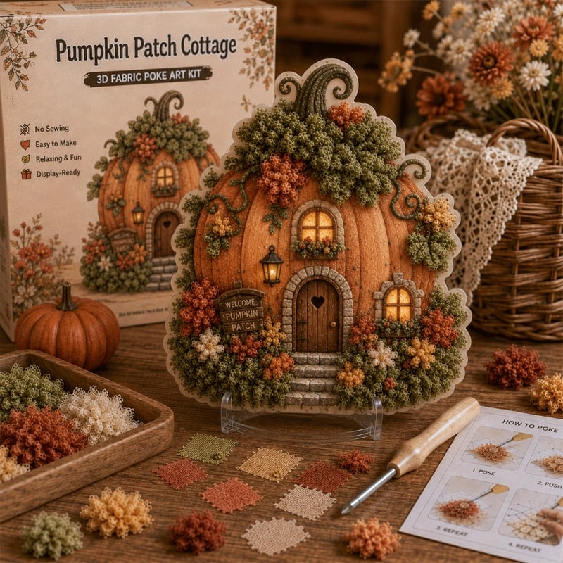 Final Day: Save 49% on the Whimsical Village 3D Fabric Poke Art Kit 🎄