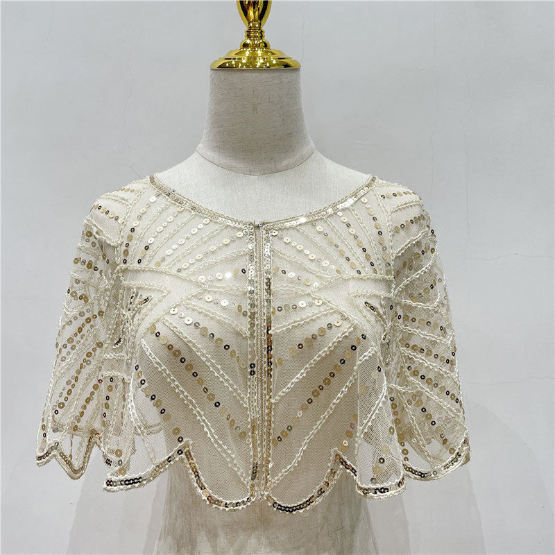 🎀 Elegant Sequin Lace Shawl – A Stunning Party Accessory for a Night of Glamour 🌟
